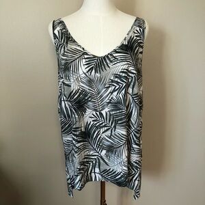 H&M Lightweight Green & Cream Fern Print Tank Top Size 16
